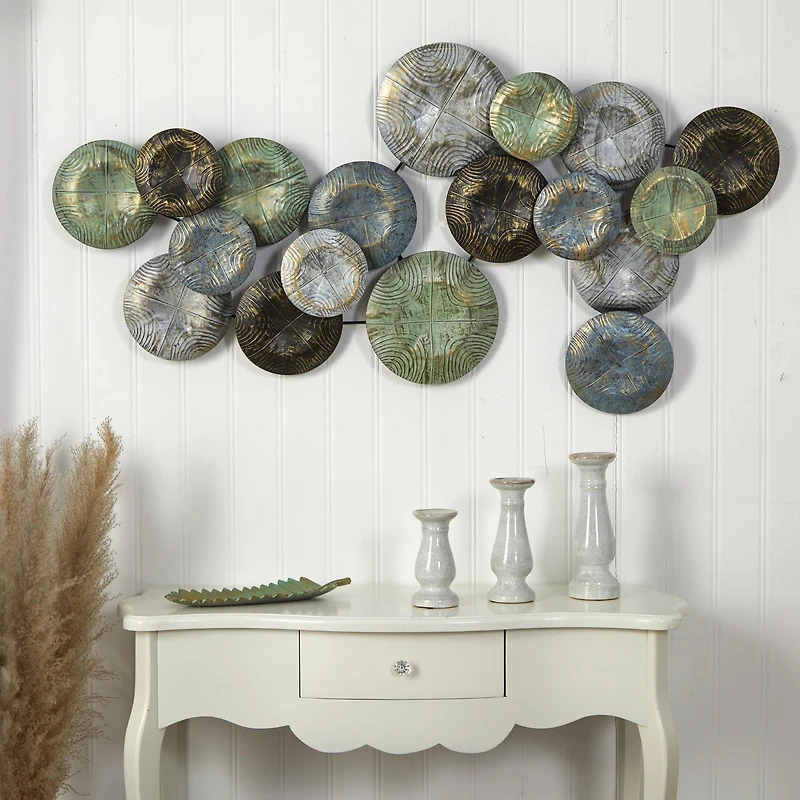 5ft. x 2.5ft. Embossed Metal Disc Wall Art Decor