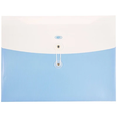 JAM Paper 9.75" x 13" Two-Tone Light Blue Plastic Button & String Tie Closure Envelopes, 12ct.