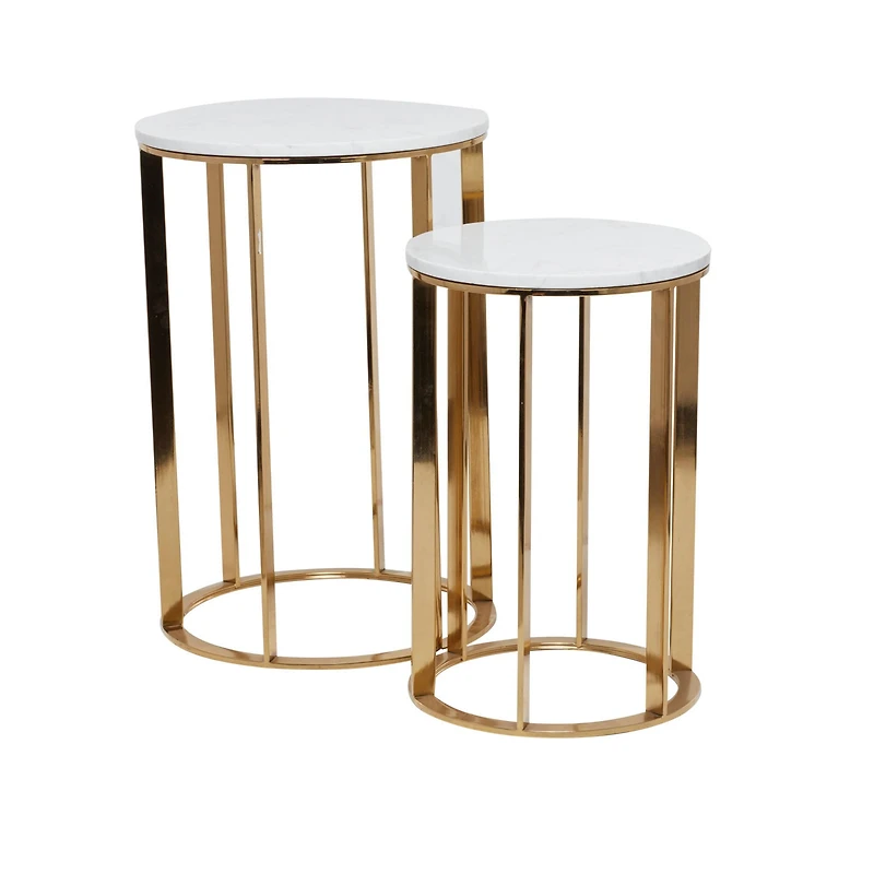 16" Gold Iron Contemporary Accent Table Set