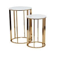 16" Gold Iron Contemporary Accent Table Set