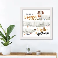 Happy Hallo-weenie Trick or Treat White Framed Print Wall Art