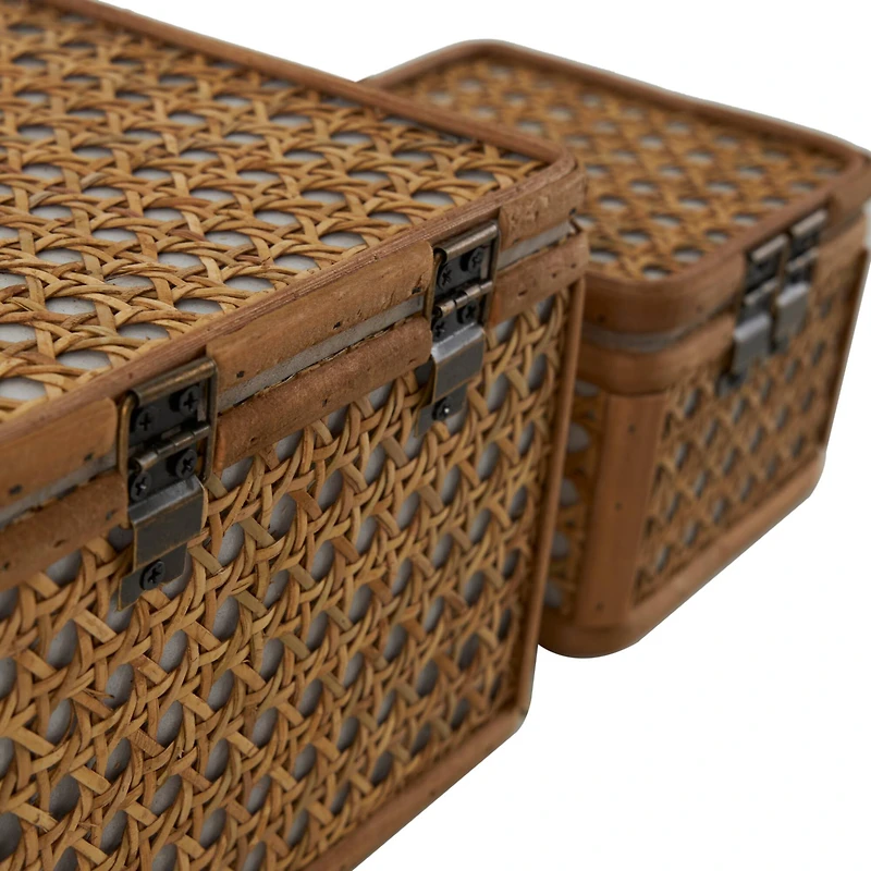 Brown Handmade Woven Rattan Box Set