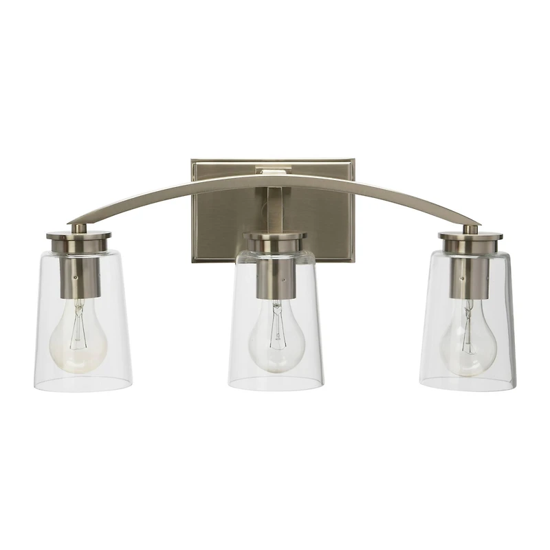 Hello Honey® Robert Stevenson Lighting Laguna Metal & Clear Glass 3-Light Vanity