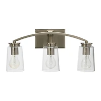 Hello Honey® Robert Stevenson Lighting Laguna Metal & Clear Glass 3-Light Vanity