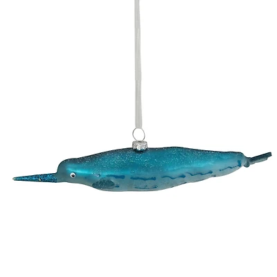 Blue Glitter Pipefish Glass Ornament