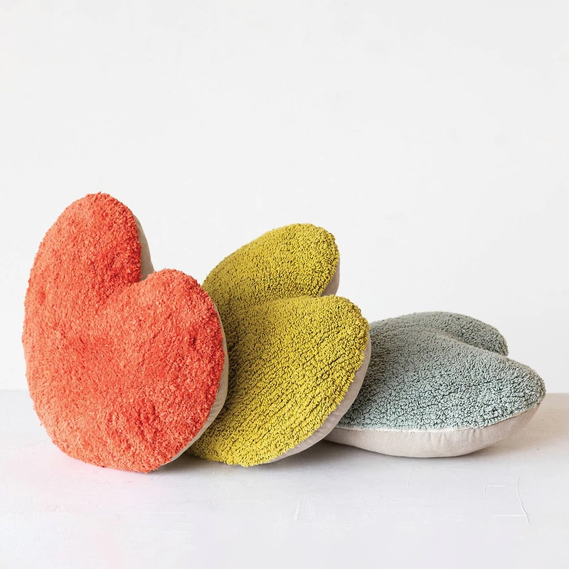 Hello Honey® Red, Yellow & Blue Cotton Tufted Heart Pillow Set