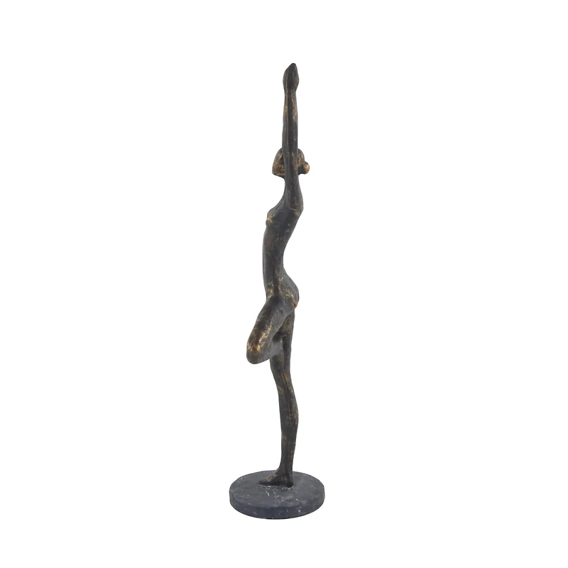 Brass Polystone Modern Sculpture, Yoga 18" x 6" x 4"