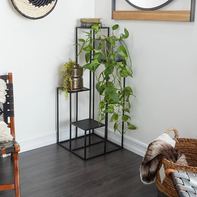 Black Iron Modern Plantstand, 40" x 16" x 16"