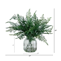 17" Forest Fern Arrangement in Glass Vase