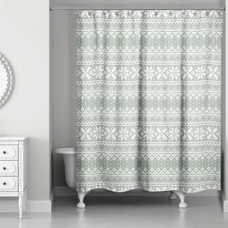 Sage Sweater Pattern Shower Curtain
