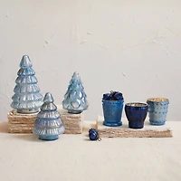 Hello Honey® 6" Iridescent Blue Embossed Reclaimed Glass Tree Décor Set
