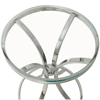 Silver Stainless Steel Contemporary Accent Table, 18" x 18" x 25"