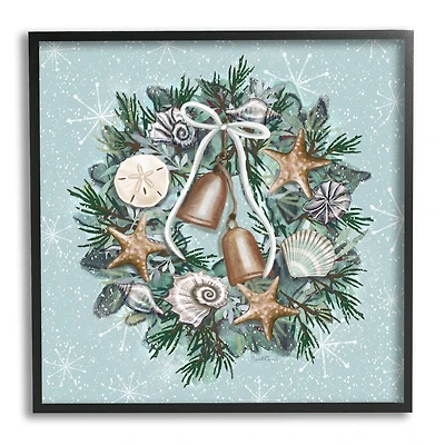 Stupell Industries Nautical Holiday Seashell Wreath Framed Giclee Art