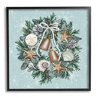 Stupell Industries Nautical Holiday Seashell Wreath Framed Giclee Art