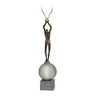 24" Silver Polystone People Sculpture with Stainless Steel Accents