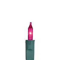 Set of 50 Pink Perm-O-Snap Mini Christmas Lights - 24.75 ft  Green Wire