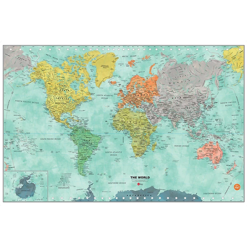 WallPops Aquarelle Dry Erase World Map