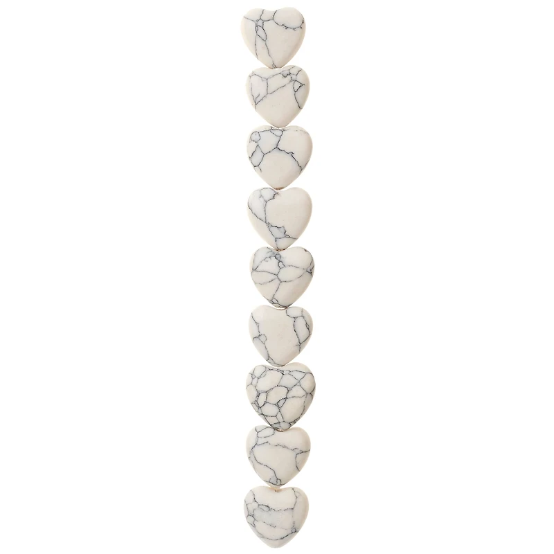 12 Packs: 9 ct. (108 total) White Howlite Heart Semi-Precious Beads, 12mm by Bead Landing™