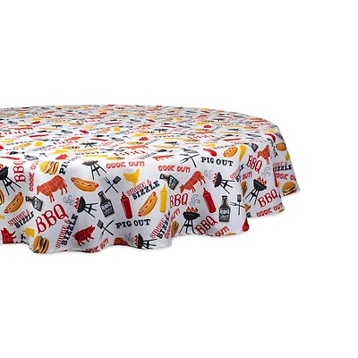 DII® 60" Round BBQ Fun Print Outdoor Tablecloth with Zipper