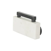 8" White Marble Radio Radio Sculpture with Black Accents