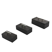 Black Marble Decorative Box with Silver Aluminum Bar Handles, 3ct.