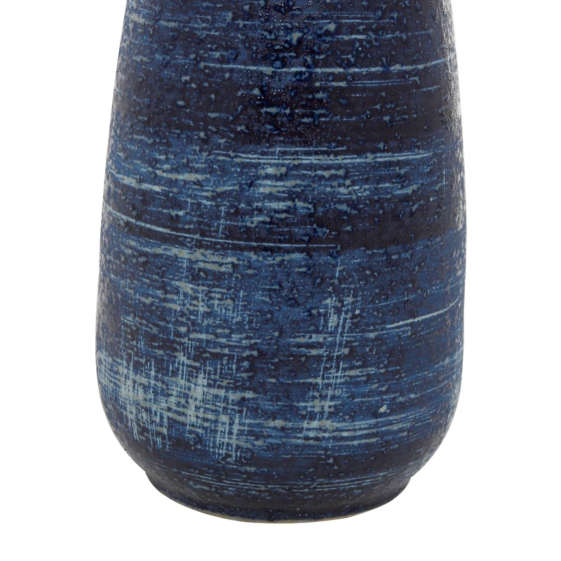 Blue Ceramic Contemporary Vase, 17" x 7" x 7"