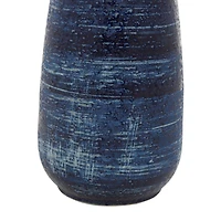 Blue Ceramic Contemporary Vase, 17" x 7" x 7"