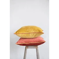 Hello Honey® Mustard with Rust Piping Cotton Velvet Pillow
