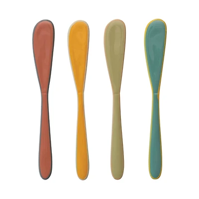 Hello Honey® 5.75" Multicolor Enameled Stainless Steel Canape Knives with Colored Edge