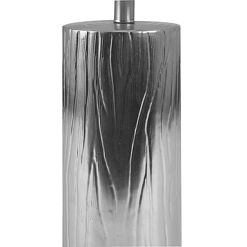 Hello Honey® Silver Faux Bois Stoneware Table Lamp with Linen Shade