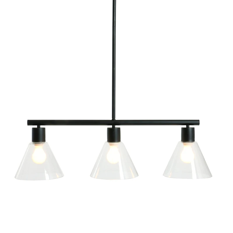 Hello Honey® 58.5" Modern Black Metal & Clear Glass Chandelier