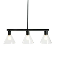 Hello Honey® 58.5" Modern Black Metal & Clear Glass Chandelier