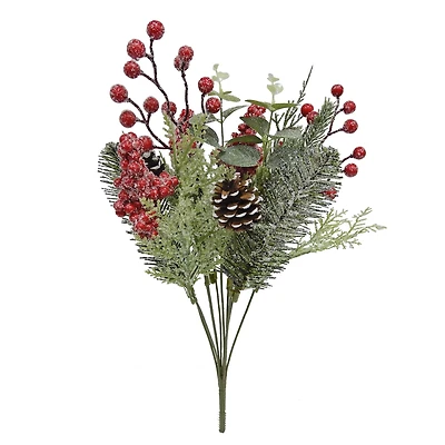 19" Iced Red Berry, Pine & Eucalyptus Deluxe Bush by Ashland®