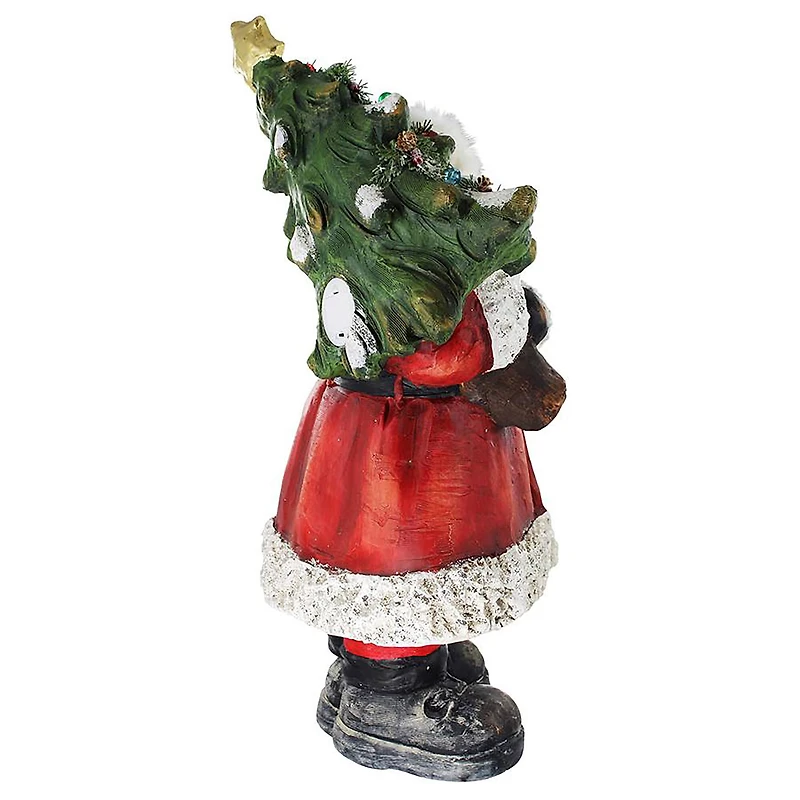 33" Santa with a Sparkling Christmas Tree Illuminated Holiday Statue