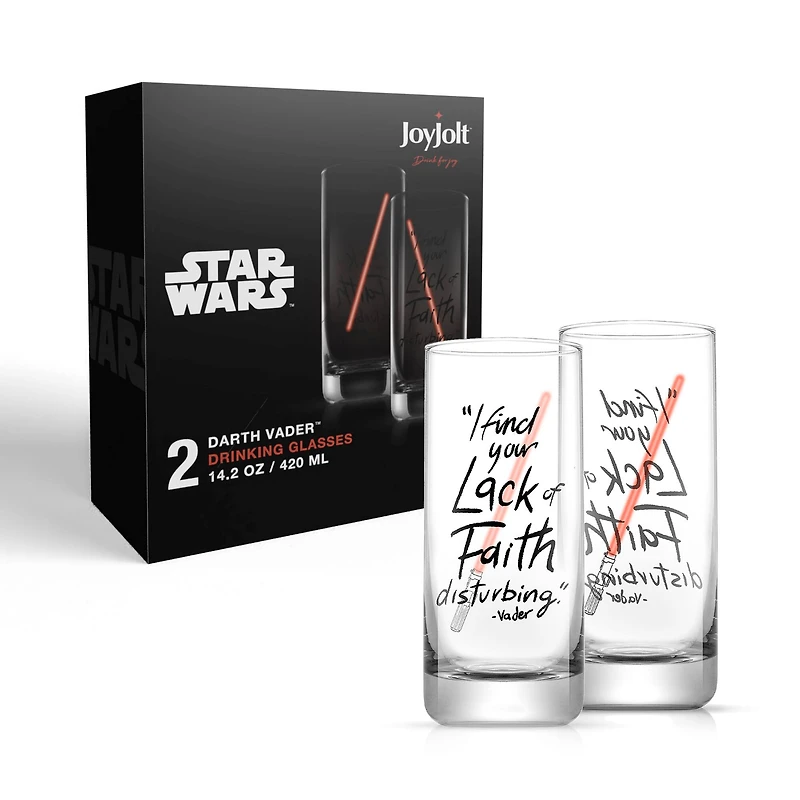 JoyJolt® Star Wars™ 14.2oz. New Hope Darth Vader Red Lightsaber Tall Drinking Glass, 2ct.