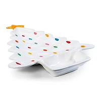 14" White Tree Platter with Dip Section