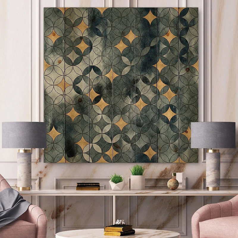 Designart - Geometry Intersecting Circles WIth Golden Stars