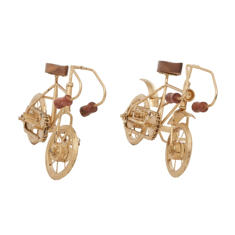 9.75" Gold Finish Metal Bike Tabletop Sculptures, 2ct.