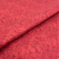 SINGER Red Damask Print Ringspun Cotton Fabric