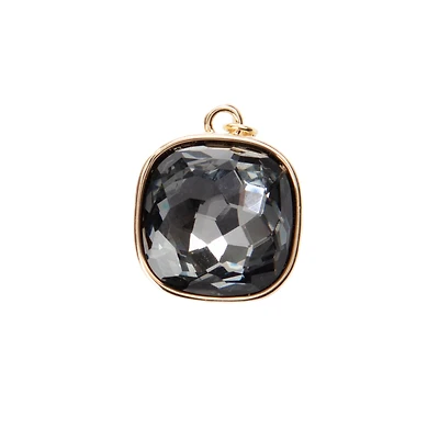 14K Gold Plated Gray Austrian Crystal Cushion Cut Charm by Bead Landing™