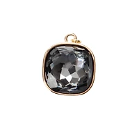 14K Gold Plated Gray Austrian Crystal Cushion Cut Charm by Bead Landing™