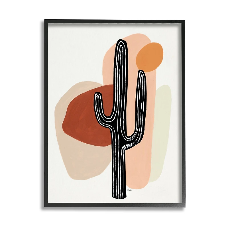 Stupell Industries Western Terracotta Abstract Desert Cactus Plant in Frame Wall Art