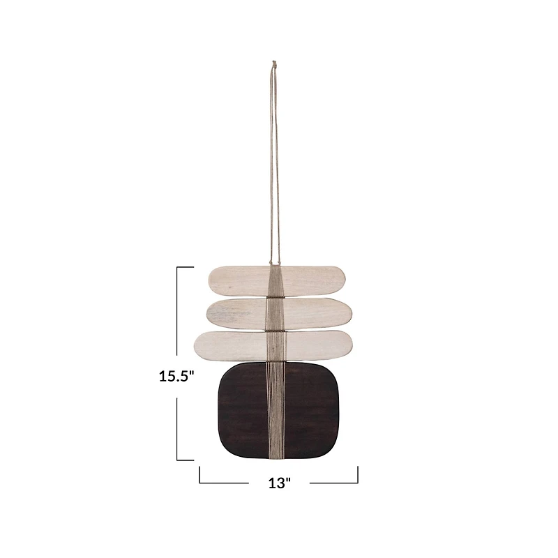 Hello Honey® 15.5" Bleached & Espresso Oak Wood & Jute Wall Hanging