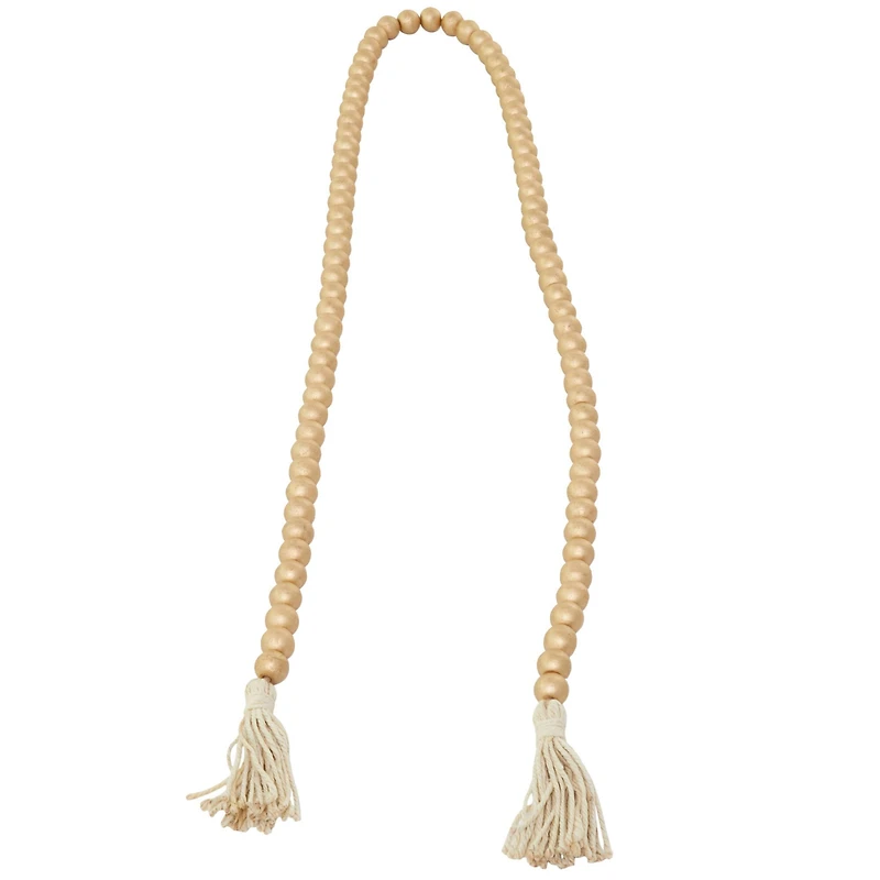 Gold Mango Wood Beaded Garland with Tassel