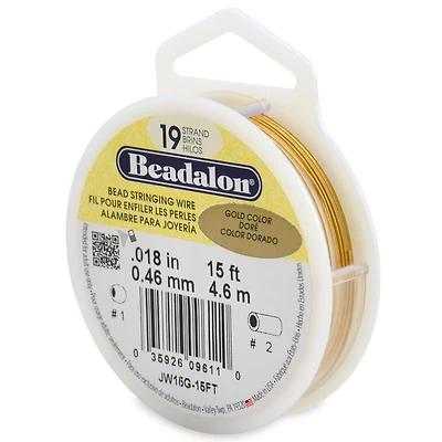 Beadalon® 0.46mm Gold 19 Strand Bead Stringing Wire, 15ft.