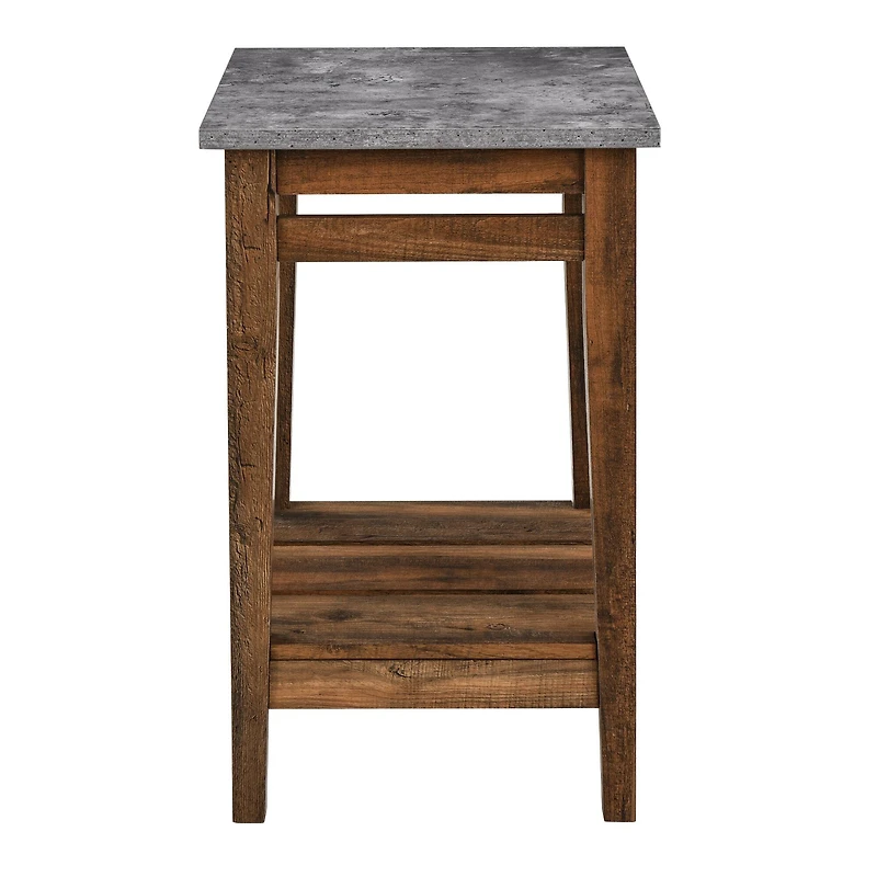 Walker Edison 18" Dark Concrete & Reclaimed Barnwood Farmhouse Trim Side Table