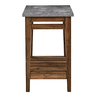 Walker Edison 18" Dark Concrete & Reclaimed Barnwood Farmhouse Trim Side Table