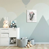 Stupell Industries Adorable Baby Elephant in Eye-Catching Flower Crown Canvas Wall Art