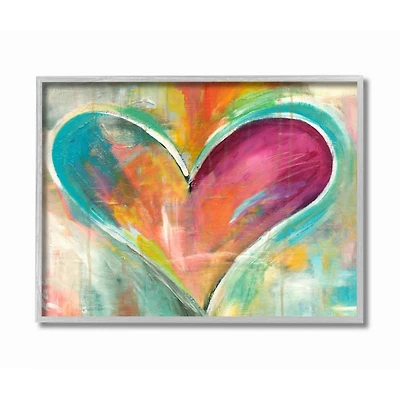 Stupell Industries Abstract Colorful Heart Gray Framed Wall Art