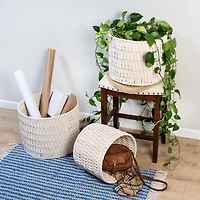 White Metal Frame Nesting Rope Baskets, 3ct.